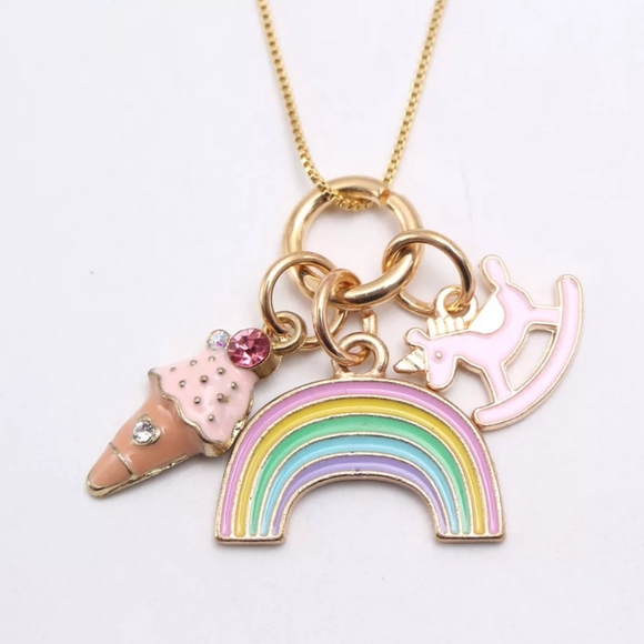 💝HP💝 Unicorn Kids Long Chain Necklace rainbow - Picture 3 of 8